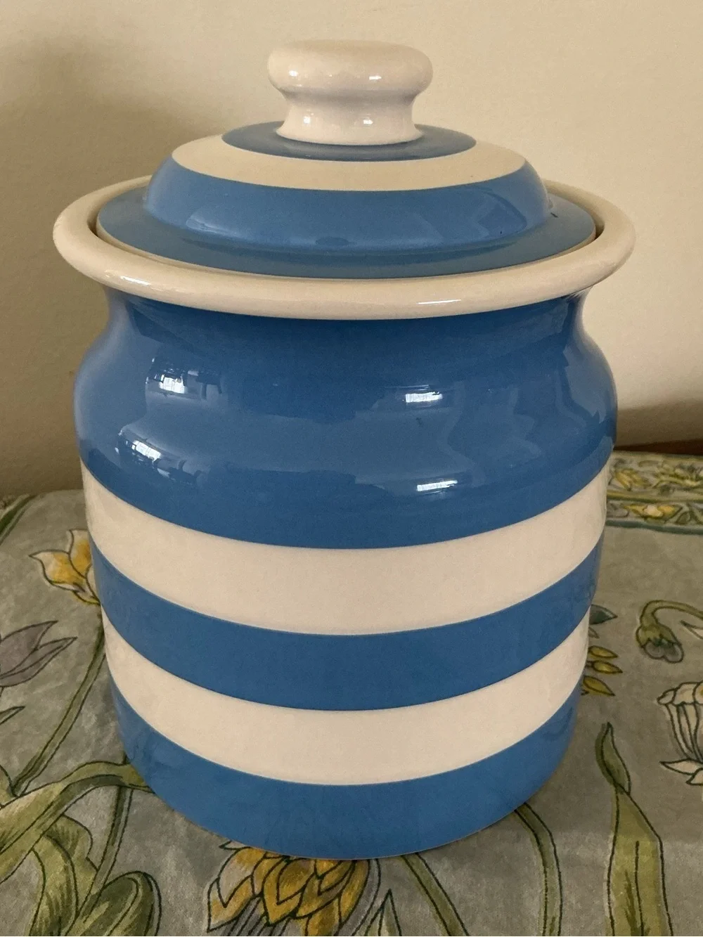 T.G. green The Original Cornish Blue Striped Canister England